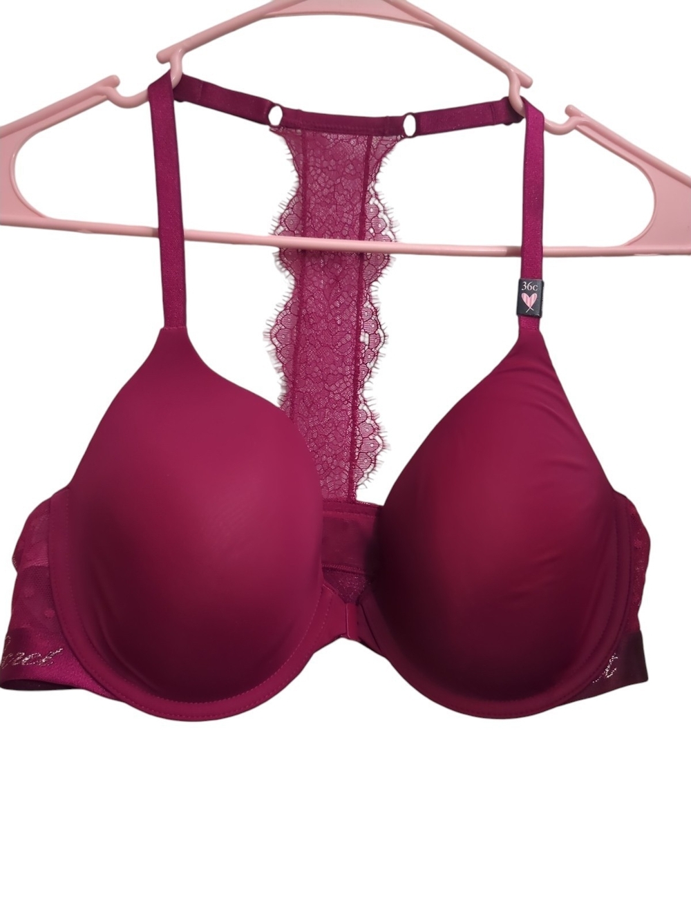 Victoria's Secret Lace Racerback T-Shirt Bra - Deep Berry
